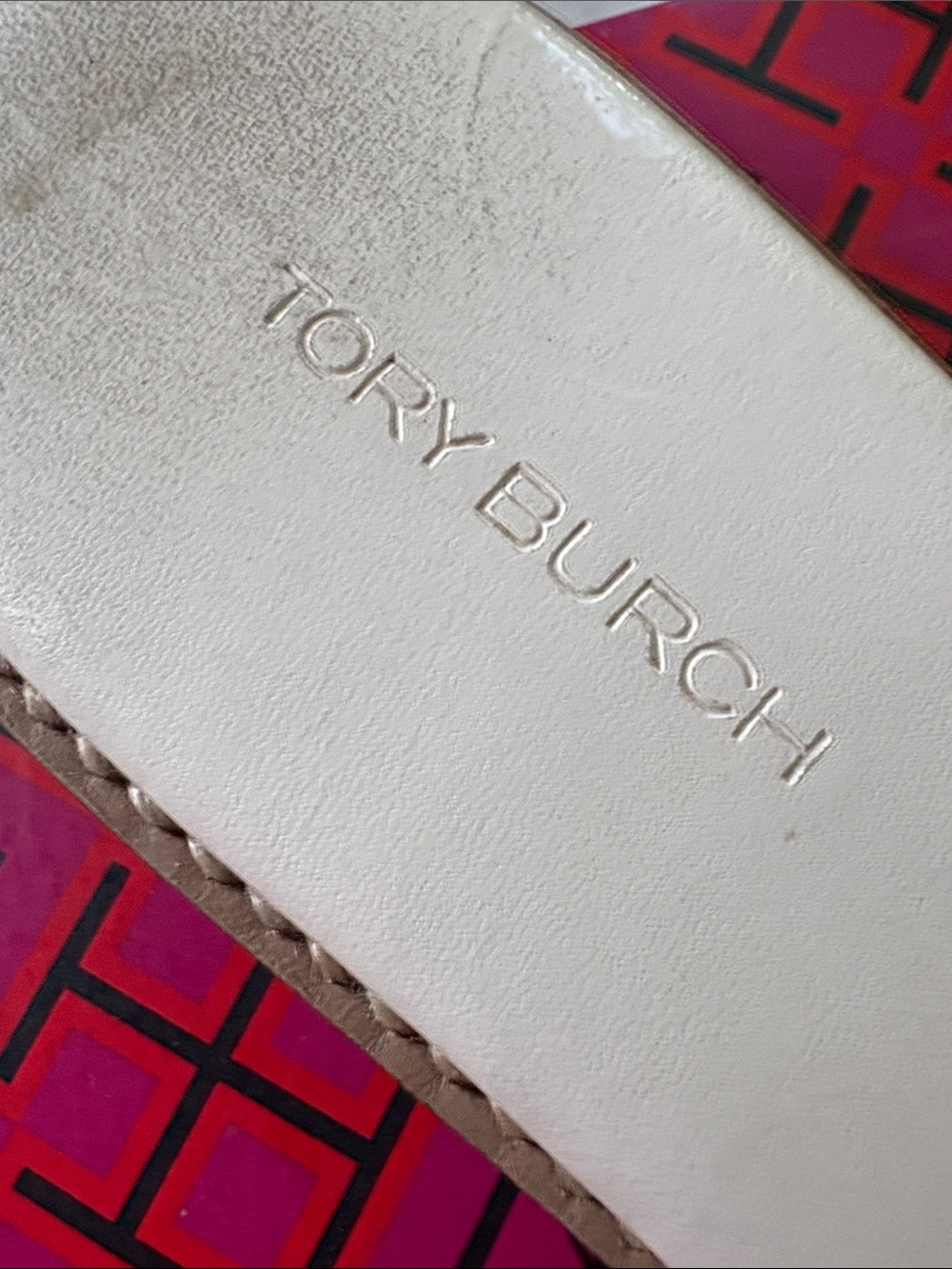 Tory Burch Cream Logo Embossed Slide - Picture 2 of 3